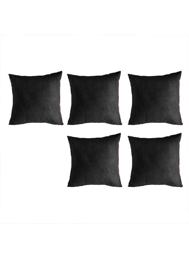 هاوس ون طقم 5 قطع مخده وسادة ديكور مربعة من المخمل الناعم بتصميم سادة وألوان جذابة  - 45x45 سم - Image 2