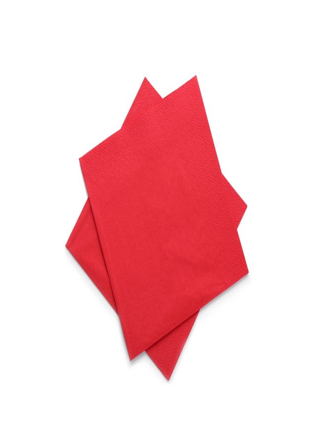 Concession Essentials Red 2 Ply Premium Label Cocktail Beverage Napkin. Pack of 100 Count. Disposable 5 x 5 Cocktail Napkins. Ideal For Holidays Lunch and Dinner. - Image 2