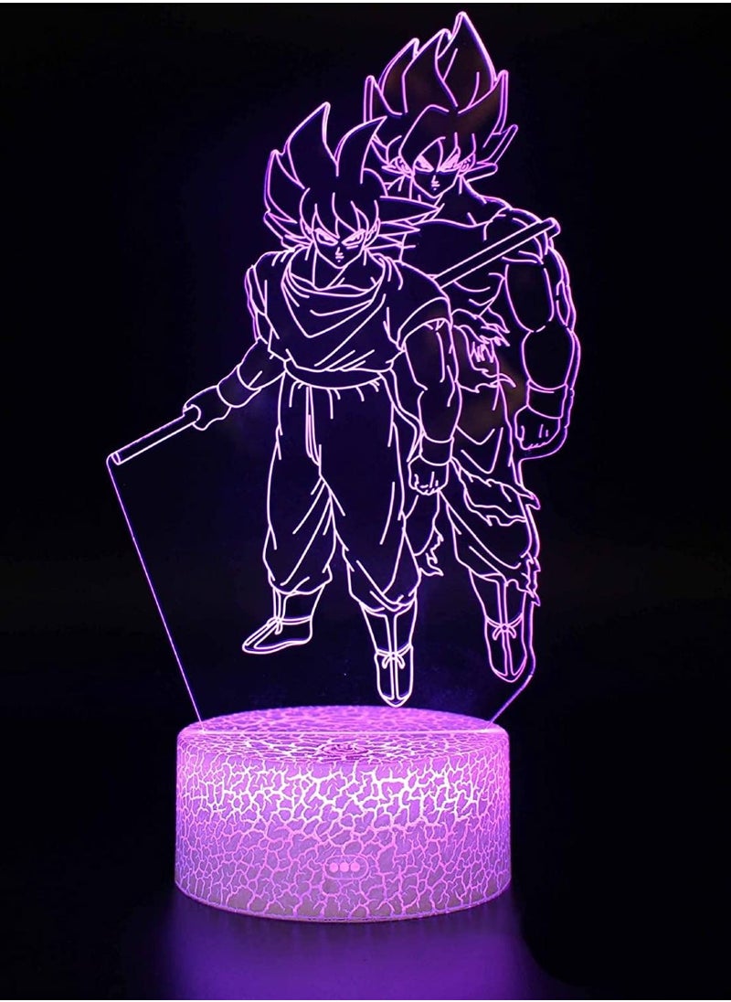 althiqahkey - Multicolour Dragon Ball Goku 3D Illusion Night Lights with Touch Control USB Powered 7/16 Color Changing LED Table Lamp Kids Bedroom Decor Lights - Image 1