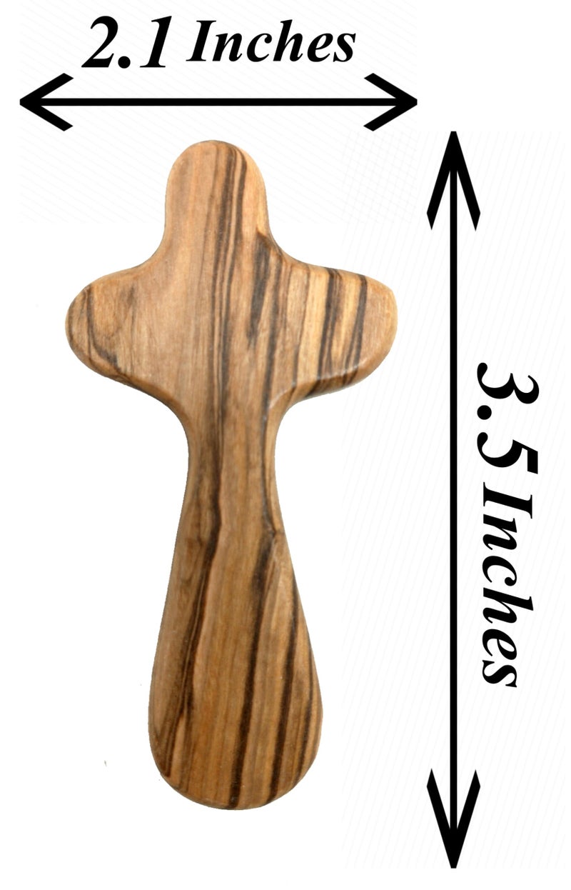 Zuluf Set of 2 Olive Wood Comfort Crosses 3.7" (9.5cm) – Handmade Wooden Cross My Heart, Confirmation Gift, Levitating Rustic Fidget Cross, Wood Crosses – With Certificates CRS125 - Image 5