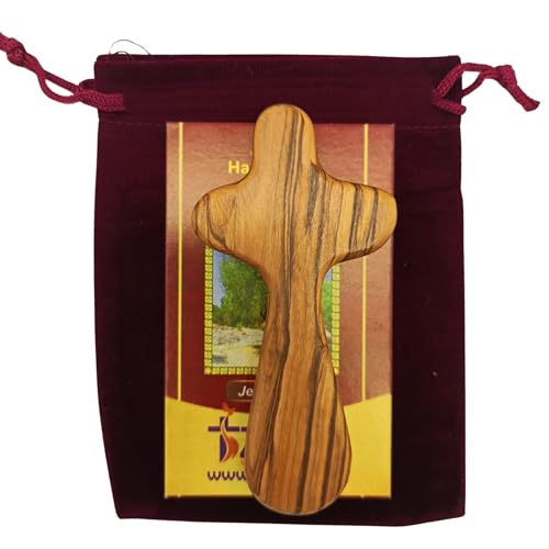 Zuluf Set of 2 Olive Wood Comfort Crosses 3.7" (9.5cm) – Handmade Wooden Cross My Heart, Confirmation Gift, Levitating Rustic Fidget Cross, Wood Crosses – With Certificates CRS125 - Image 3