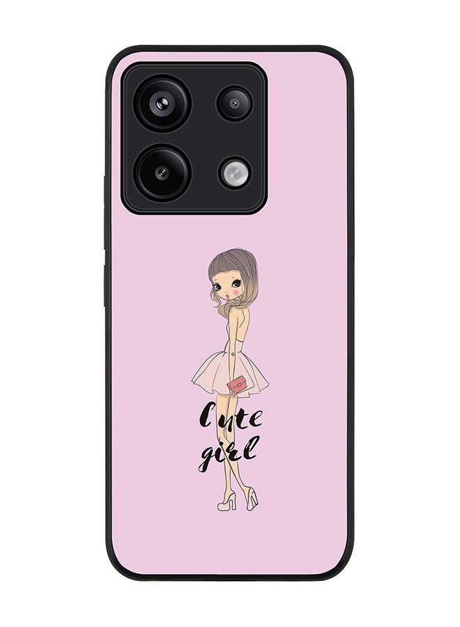 Stylizedd حافظة حواف سوداء متينة لهاتف Xiaomi Redmi Note 13 Pro 5G، حافظة رفيعة مرنة مضادة للسقوط من TPU جل - فتاة لطيفة جذابة - Image 1
