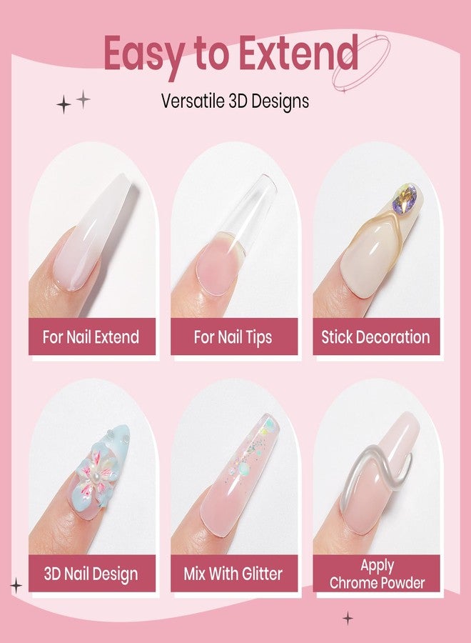 SUPWEE Solid Builder Gel for Nails Clear Nude White 3D Sculpture Nail Art Hard Gel with Chrome Powder for Carving Patterns Decoration Home Manicure DIY for Women - Image 3