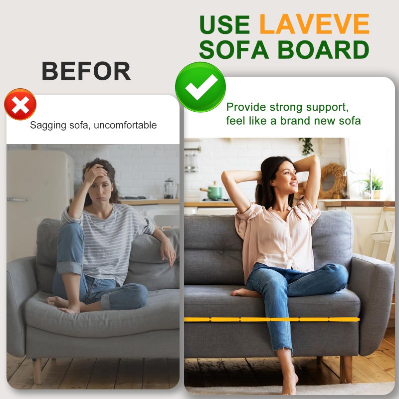LAVEVE Heavy Duty Couch Cushion Support Board for Sagging Sofa, 24''x72'' Extra Thick Solid Wood Under Couch Insert with Anti-Slip Dots, Repair Sagging Spring Sofa and Replace Worn Cushions - Image 3