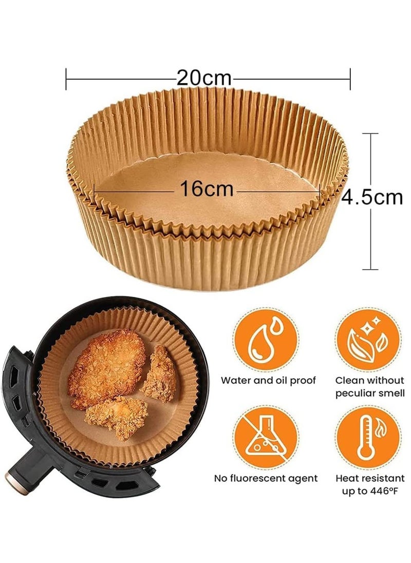 SKY-TOUCH - 50pcs Air Fryer Disposable Non-Stick Parchment Paper Liners, Round Food Grade Baking for Air Fryer, 16cm/6.3inch Brown - Image 1