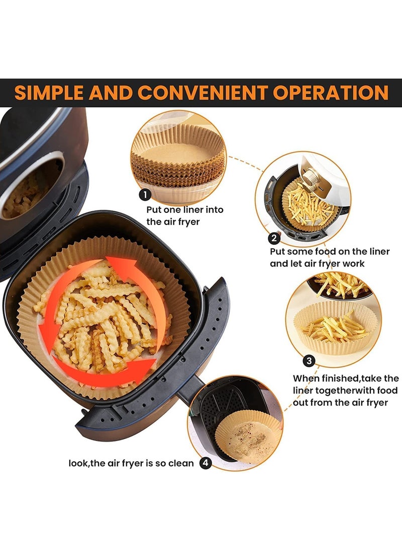 SKY-TOUCH - 50pcs Air Fryer Disposable Non-Stick Parchment Paper Liners, Round Food Grade Baking for Air Fryer, 16cm/6.3inch Brown - Image 1