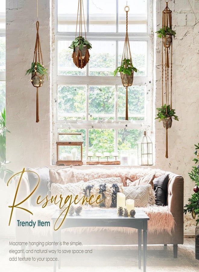 ANROYE Macrame Plant Hanger for Indoor Set of 4, Bohemian Hanging Planter with Tassels for Flower Pot, Boho Decorative Houseplant Rope Holder for Home Decor Bedroom Window Farmhouse - Image 2