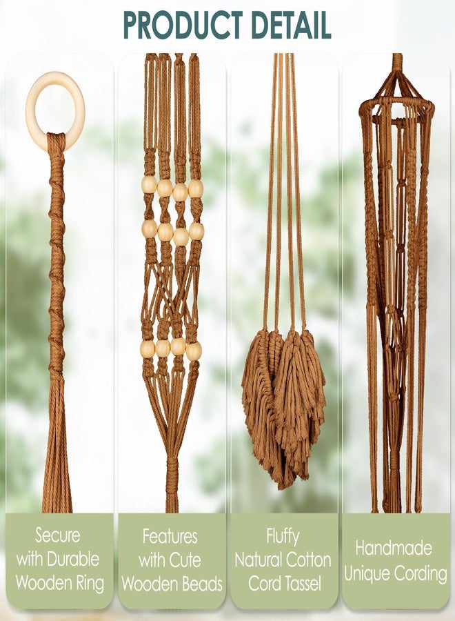 ANROYE Macrame Plant Hanger for Indoor Set of 4, Bohemian Hanging Planter with Tassels for Flower Pot, Boho Decorative Houseplant Rope Holder for Home Decor Bedroom Window Farmhouse - Image 5