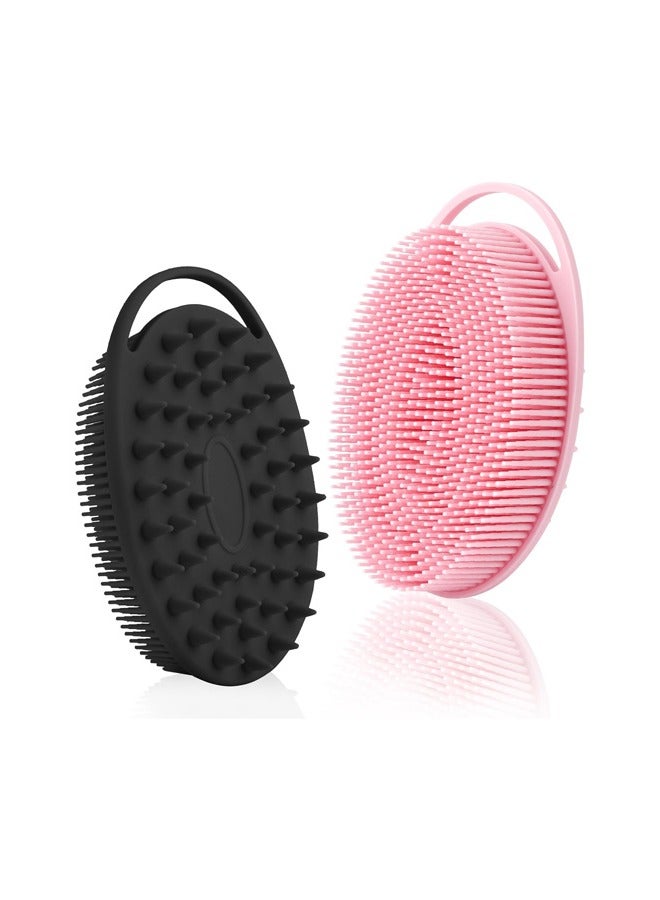 2 Pieces Silicone Body Scrubber, Exfoliating Brush, 2 In 1 Bath And Shampoo Brush, Scalp Massager, Lathers Well, Long Lasting, Easy To Clean,And More Hygienic Than Traditional Loofah  - Image 1