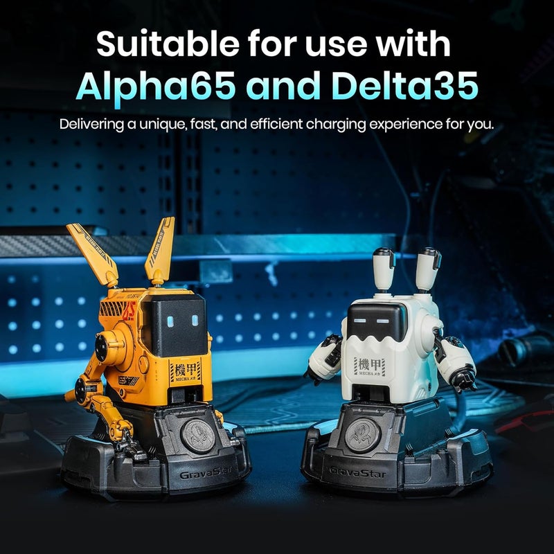 جرافا ستار مقبس طاقة لشاحن Alpha65 بقدرة 65 واط وشاحن Delta35 بقدرة 35 واط، سلك تمديد بطول 5 أقدام مع قابس مسطح وواقي من زيادة التيار، محطة شحن مكتبية داخلية للمنزل والمكتب والسكن الجامعي - Image 3