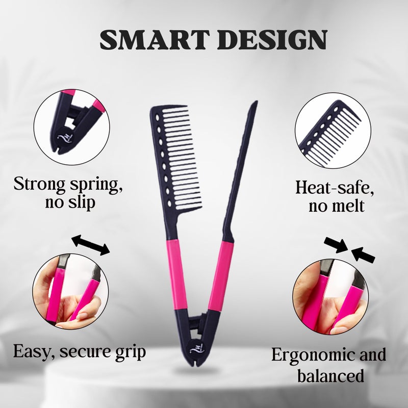 Herstyler Hair Straightening Comb - Straightener Comb for Flat Iron - Makes Styling Easy - Get Straight Hair in Minutes (Pink) - Image 3