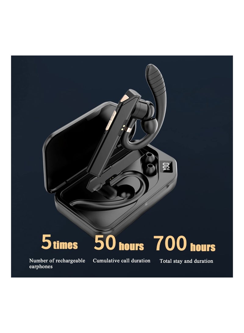 Captaintech Single Ear Bluetooth Headset V5.1t, Single-Ear Bluetooth Earpiece with Charging Bin, 108 Hours Long Battery Life, Adjustible Ear Earphoneswith Noise Canceling Dual-Mic, for Business/Office/Driving - Image 4