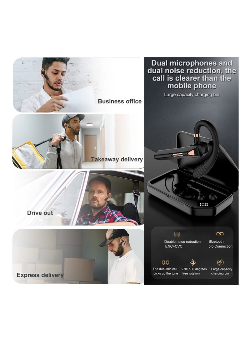 Captaintech Single Ear Bluetooth Headset V5.1t, Single-Ear Bluetooth Earpiece with Charging Bin, 108 Hours Long Battery Life, Adjustible Ear Earphoneswith Noise Canceling Dual-Mic, for Business/Office/Driving - Image 3