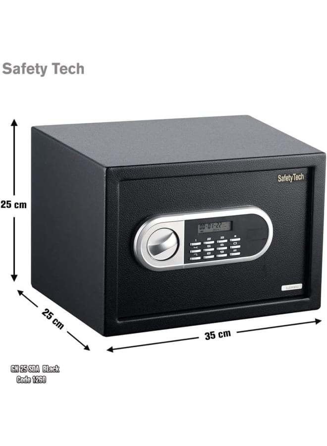Safety Tech SafetyTech Digital Display Personal Safe Box - Early Alarm Function and 2 Password + Emergency Key 25 * 25 * 35 cm - Black - Image 5