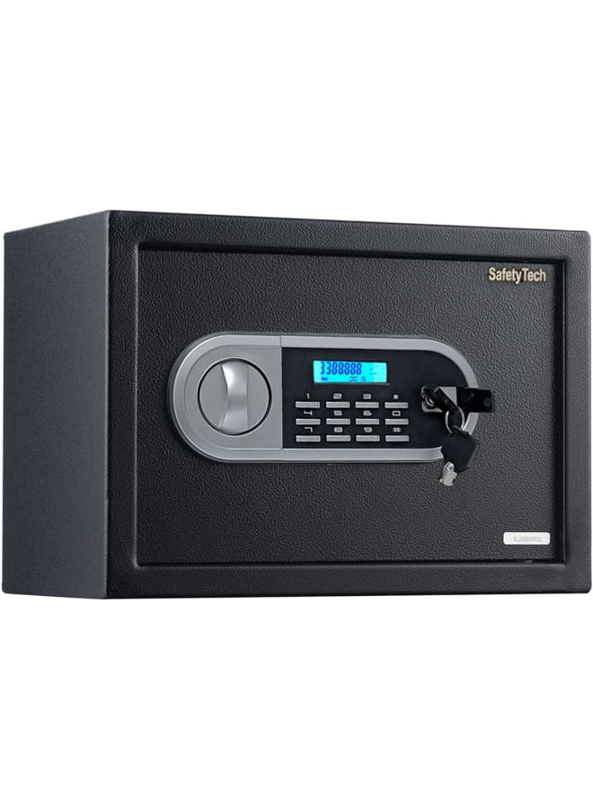 Safety Tech SafetyTech Digital Display Personal Safe Box - Early Alarm Function and 2 Password + Emergency Key 25 * 25 * 35 cm - Black - Image 1