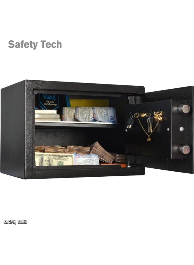 Safety Tech SafetyTech Digital Display Personal Safe Box - Early Alarm Function and 2 Password + Emergency Key 25 * 25 * 35 cm - Black - Image 2