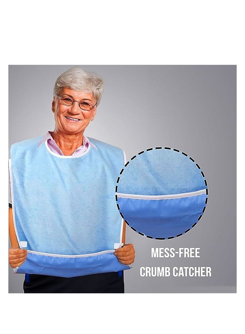 Adult Bibs, Waterproof Eldly Bib, Adult Washable Dining Bibs Mealtime Bib Clothing Protector, for Elderly Men Women, Reusable Clothing Protector - Image 1