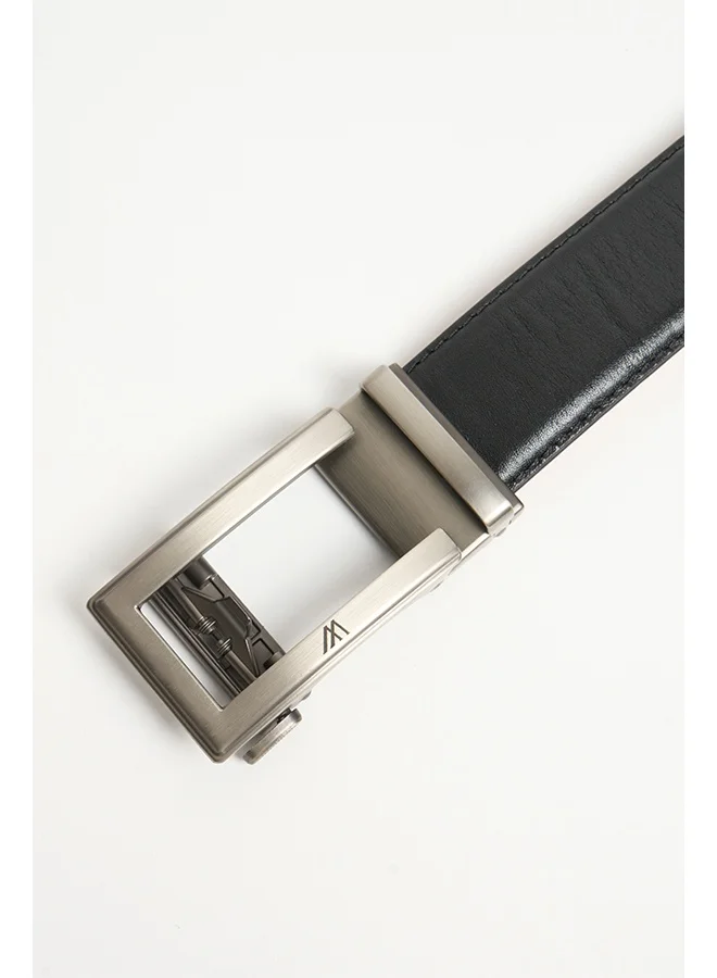 تكلف The Helm Executive Auto-Lock Leather Belt Black with Tan Nubuck Lining