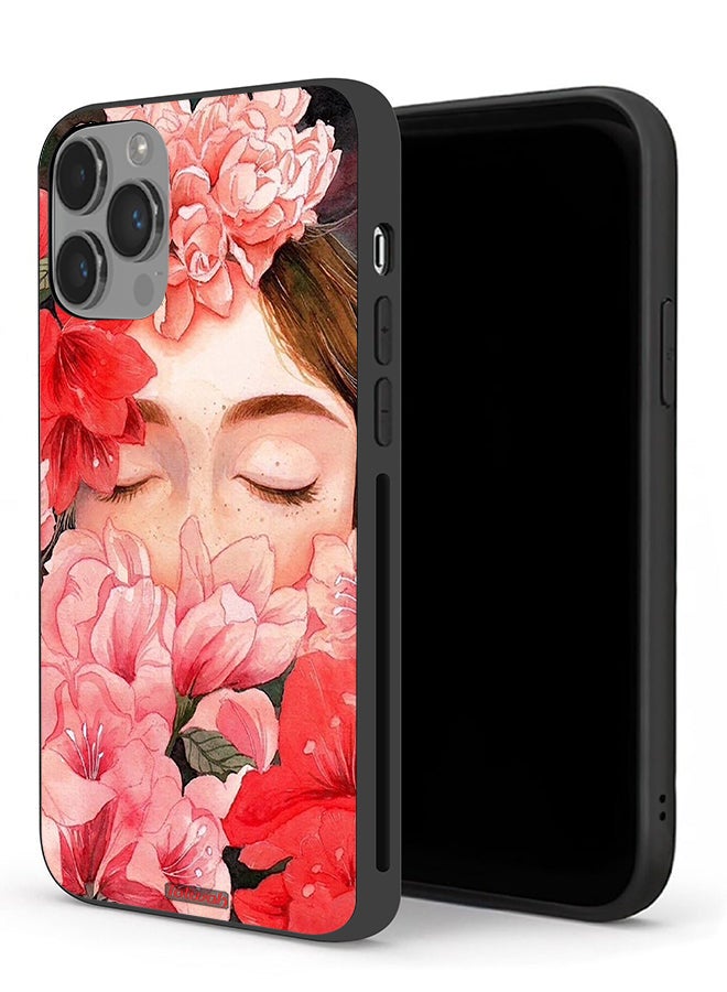 Tolwak Apple iPhone 14 Pro Protective Case Girl Face Hide In Flowers Art - Image 1
