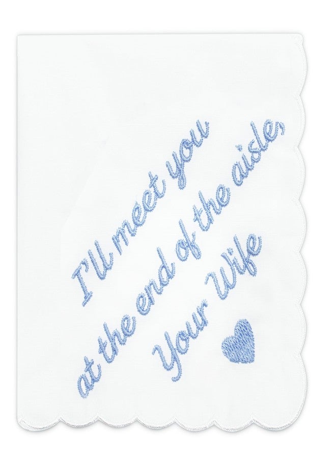 Lamyba Groom Gifts from Bride – Something Blue Gift for Groom, Wedding Gifts for Groom Embroidered Keepsake Handkerchief,(Blue/White) - Image 1