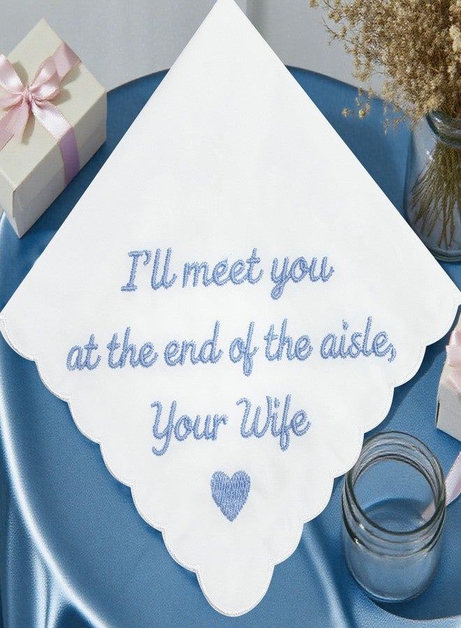 Lamyba Groom Gifts from Bride – Something Blue Gift for Groom, Wedding Gifts for Groom Embroidered Keepsake Handkerchief,(Blue/White) - Image 3