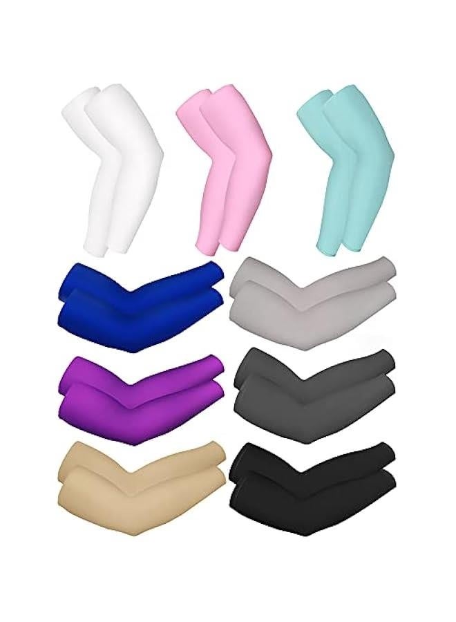 9 Pairs UV Protection Sleeves Cooling Sleeves Long Arm Covers Arm Sleeves for Men and Women - Image 1