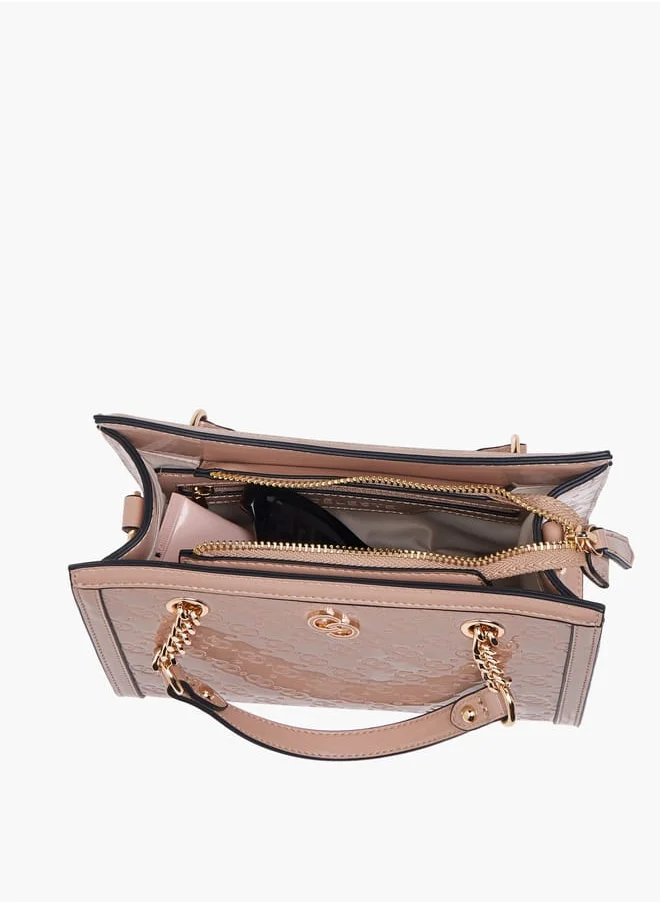 Celeste Women Monogram Embossed Tote Bag with Detachable Strap