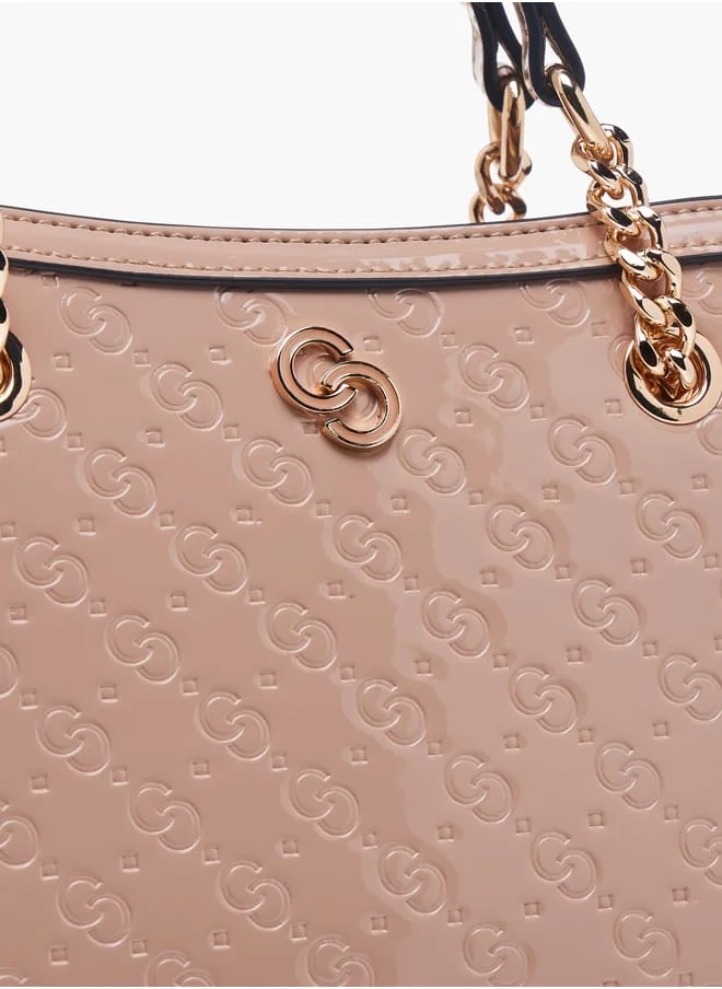 Celeste Women Monogram Embossed Tote Bag with Detachable Strap