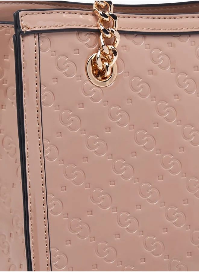 Celeste Women Monogram Embossed Tote Bag with Detachable Strap