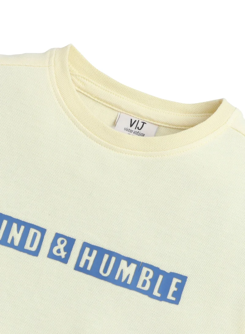 Victor And Jane  Junior Boys Slogan Print Cotton T-Shirt - Yellow for Men | Best Price UAE