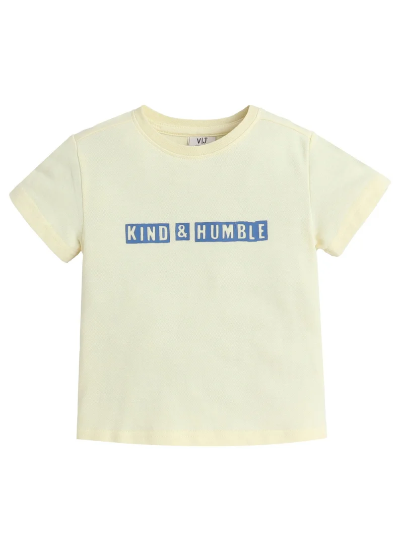 victor and jane Junior Boys Slogan Print Cotton T-Shirt - Yellow
