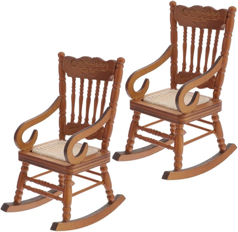 Brown Wood Miniature Furniture Set For Desktop Ornament Dollhouse Accessories - Image 1