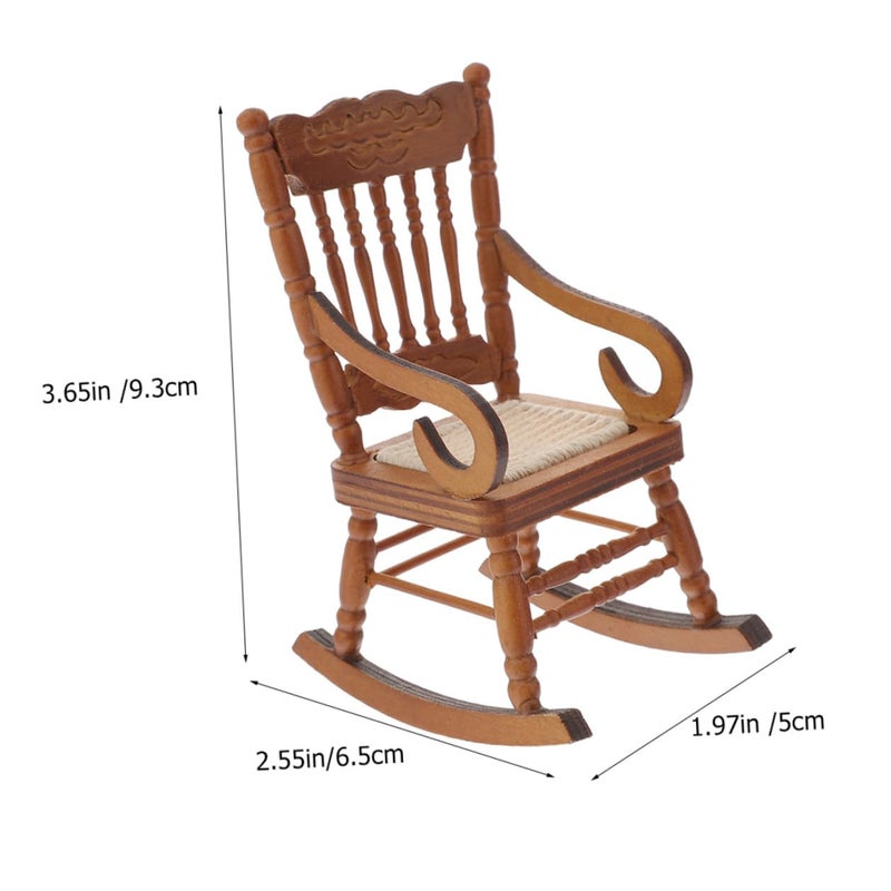 Brown Wood Miniature Furniture Set For Desktop Ornament Dollhouse Accessories - Image 3