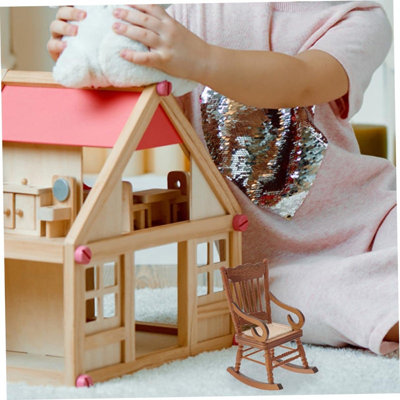 Brown Wood Miniature Furniture Set For Desktop Ornament Dollhouse Accessories - Image 5