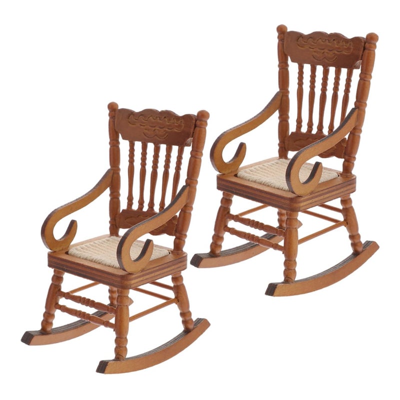 Brown Wood Miniature Furniture Set For Desktop Ornament Dollhouse Accessories - Image 2