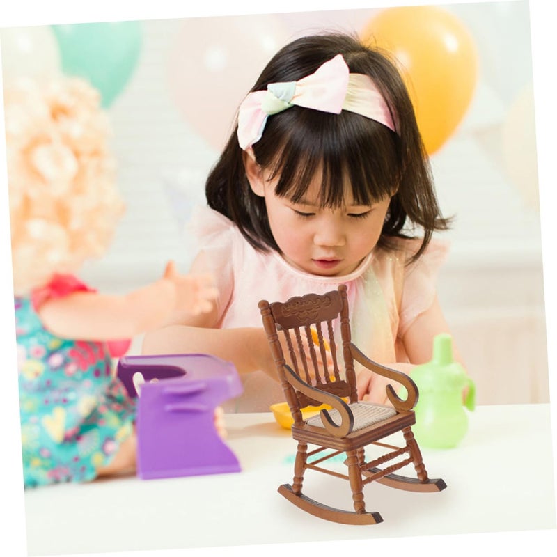Brown Wood Miniature Furniture Set For Desktop Ornament Dollhouse Accessories - Image 4