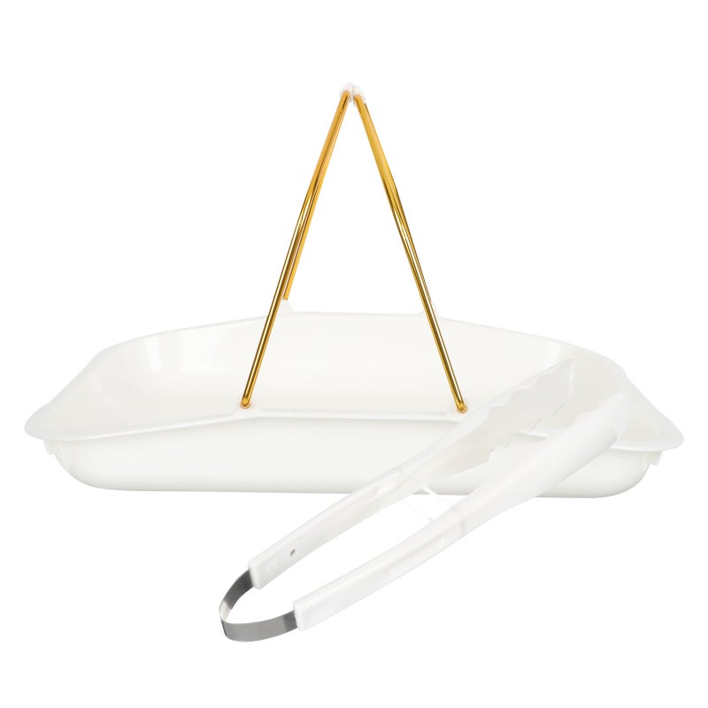 1 Set of Rectangular Handheld Bread Serving Tray with Clamp Bread Holder - Image 1