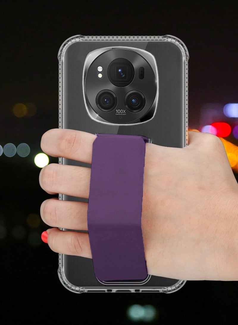 Wtech Honor Magic6 Pro 5G 2024 TPU Hand Grip Air Pillow Case Cover - Clear/Eggplant Purple - Image 5