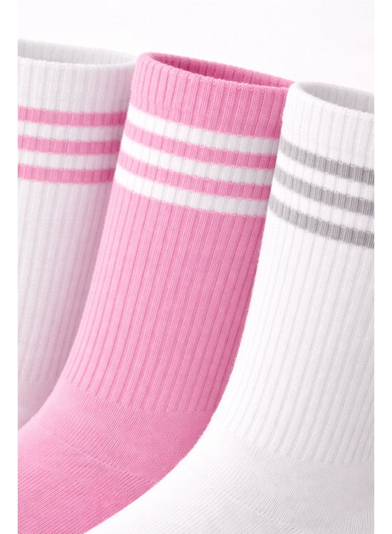 victor and jane Girls 3 Pairs Crew Length Sports Socks - Image 2