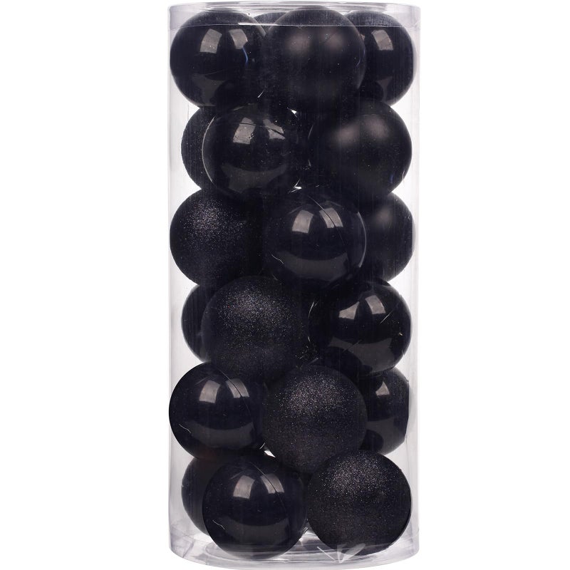 Emopeak Christmas Balls Ornaments 24Pcs Shatterproof Xmas Balls Baubles Decor or Christmas Tree Christmas Balls Hanging Holiday Wedding Party Decoration Black 1574CM