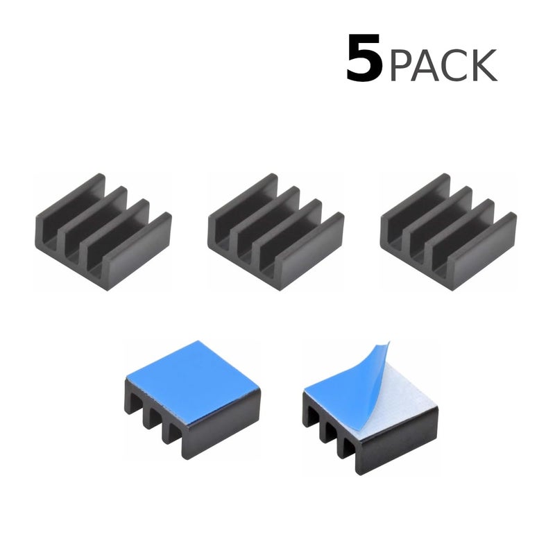 CentIoT - 11X11X5MM Aluminium Heatsink (Straight Fins Anodised Black with Double Sided Thermal Sticker) - Image 2