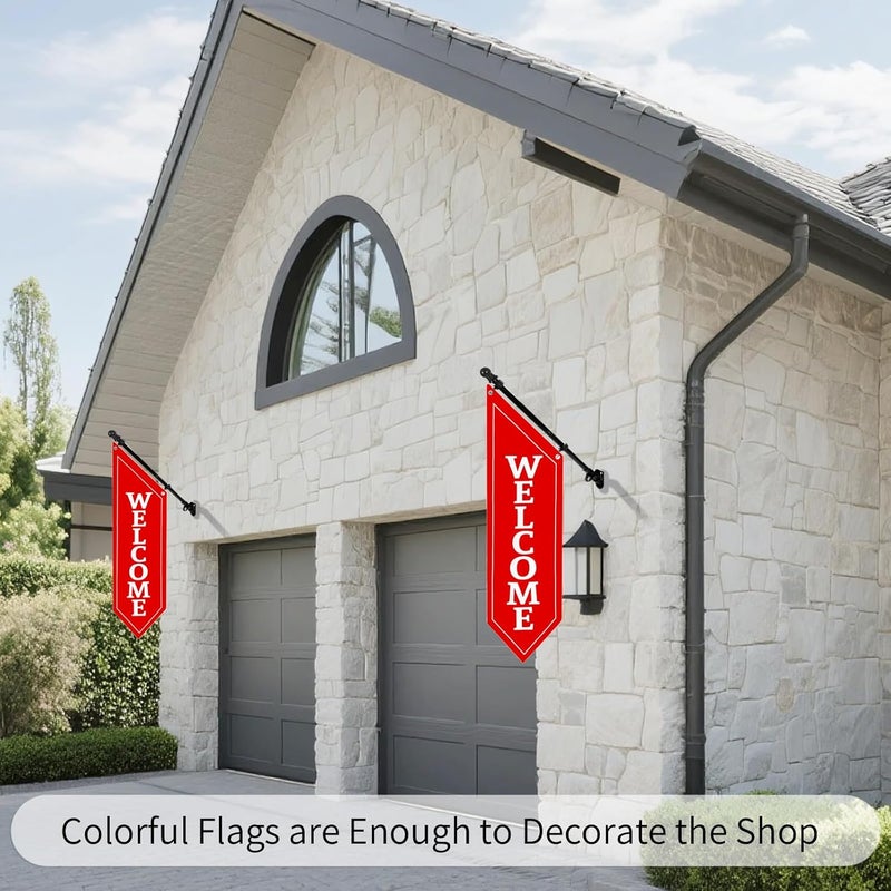 yeload Heavy Duty Double Sided Welcome Flag Kit – 42x12" Outdoor Canvas Banner with Pole & Metal Bracket – Business Storefront Sign for Retail, Shop, or Restaurant Marketing Display (Red) - Image 5