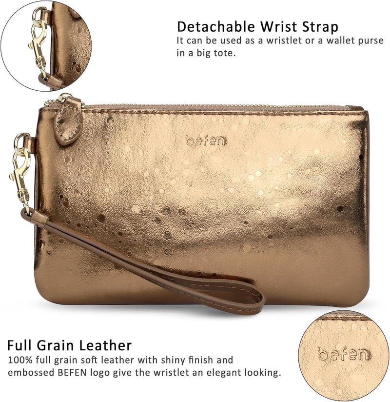 befen Genuine Leather Wristlet Clutch RFID Blocking Bag Cell Phone Wallet Purse Wristlet Wallet Purses and Handbags for Women - Image 3