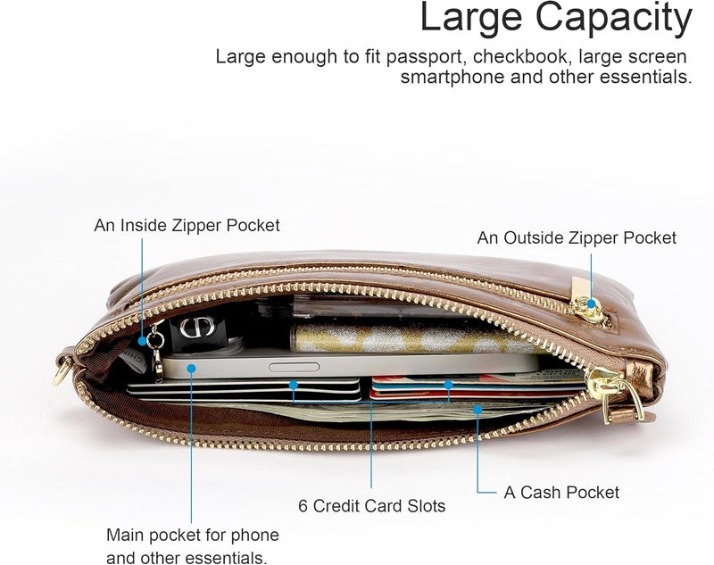 befen Genuine Leather Wristlet Clutch RFID Blocking Bag Cell Phone Wallet Purse Wristlet Wallet Purses and Handbags for Women - Image 2