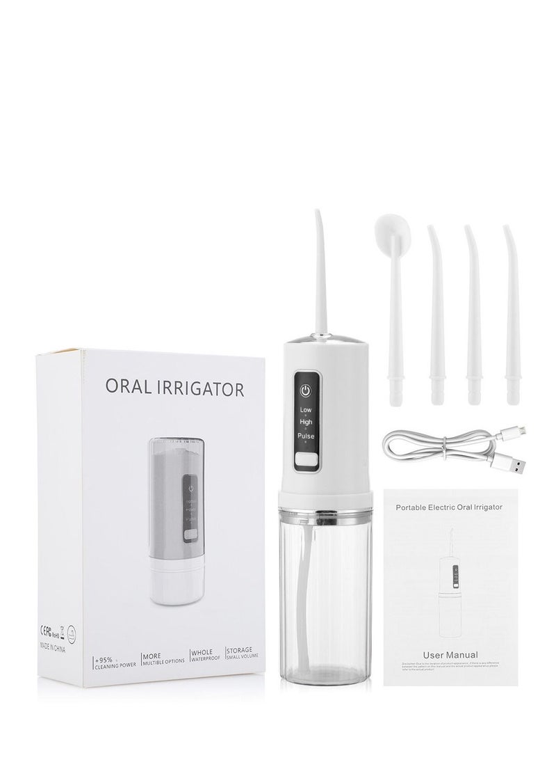 Sharpdo جهاز ري محمول وقابل للتخزين، جهاز تنظيف الأسنان بالماء اللاسلكي، جهاز ري فموي محمول للأسنان، مقاوم للماء بدرجة IPX7، 4 رؤوس نفاثة للسفر والاستخدام المنزلي - Image 1