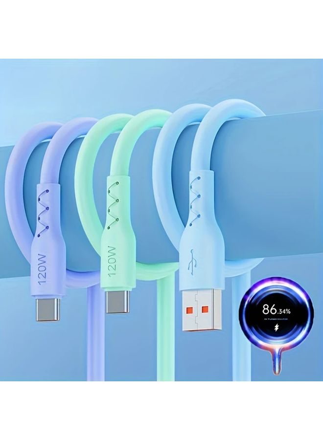 Purple 1M USB C Cable 120W Super Fast Charging 6A Rapid Power Delivery Data Sync - Image 3