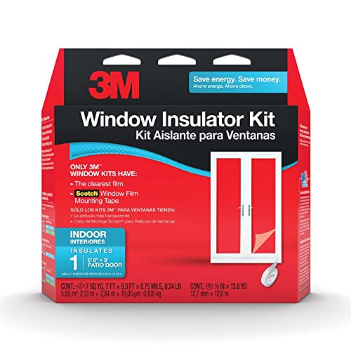 3M Indoor Patio Door Insulation, Insulator Kit for 6'-8" x 9' ft Patio Door, Keeps Cold Air Out and Warm Air In, Includes Heat Shrink Window Film and Scotch Window Film Mounting Tape (2144W-6) - Image 1