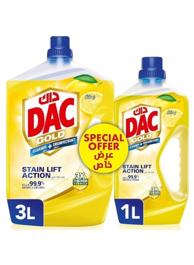 Dac Gold Multi-Purpose Disinfectant And Liquid Cleaner Citrus 3L+1L  - Image 1