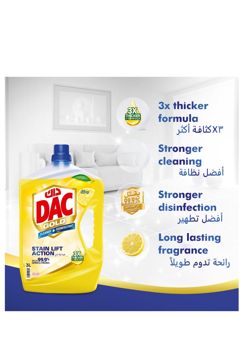 Dac Gold Multi-Purpose Disinfectant And Liquid Cleaner Citrus 3L+1L  - Image 2