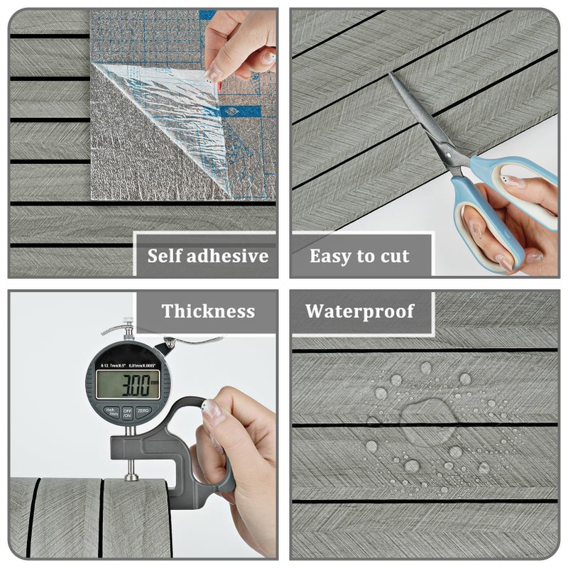 STICKEEP Grey Wood Wall Slat Panels Peel and Stick 3D Fluted Wood Panels for Interior Wall Decor 118" x 11.8" Self Adhesive Acoustic Wooden Paneling for Bedroom Living Room TV Background Kitchen - Image 5